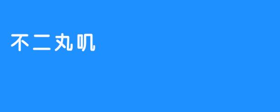 探索不二丸叽：新生代潮流文化的代表